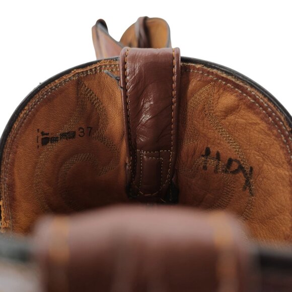 Custom Handmade Mens 11 Brown Unique cut Hornback Alligator Cowboy Western Boots - Picture 15 of 16